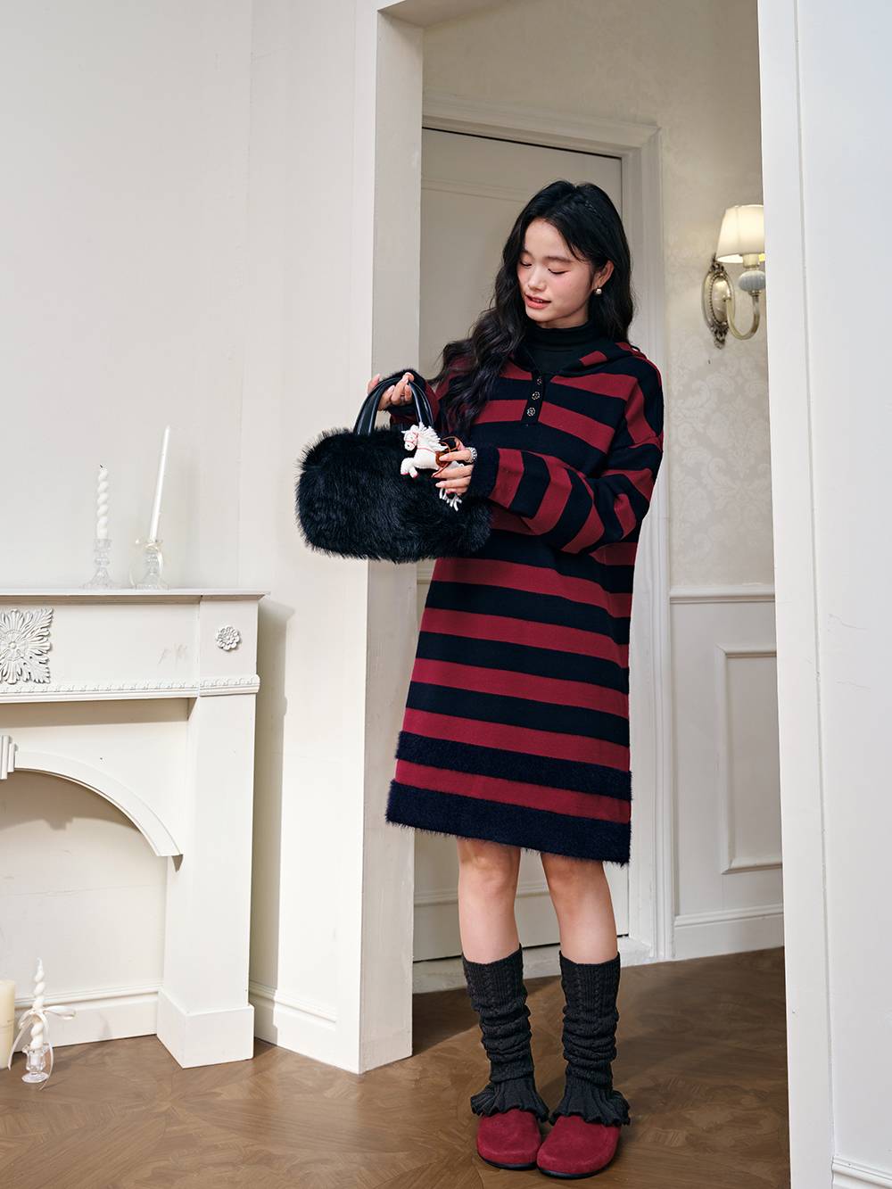 hooded collar long sleeve striped dress Oplxuo Women's Hooded Striped Dress, Loose Fit Casual Long Sleeve  Colorblock Pullover Sweatshirt Tunic Dresses with Pockets