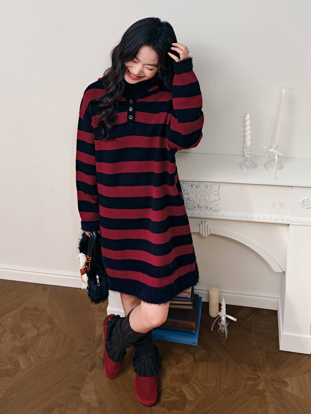 hooded collar long sleeve striped dress Striped Shirt Dress for Women Single Breasted Hooded Collar Ankle-Length  Polyester Spring from Dhgate Basic & Casual Dresses