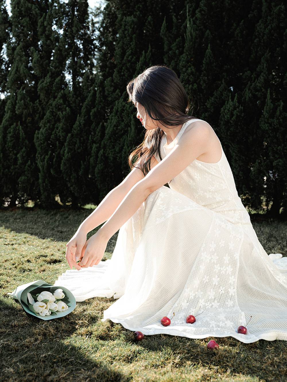 Floral Lace Gathered Waist Dress – KUOSE.com