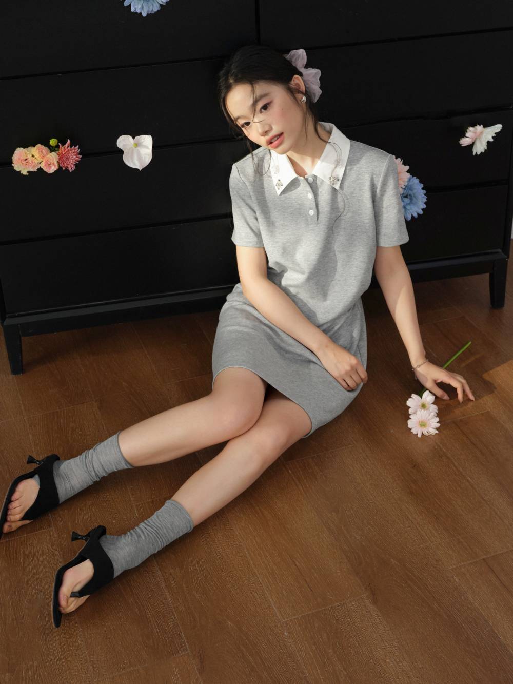 collared ruched dress Collared Ruched Side Dress