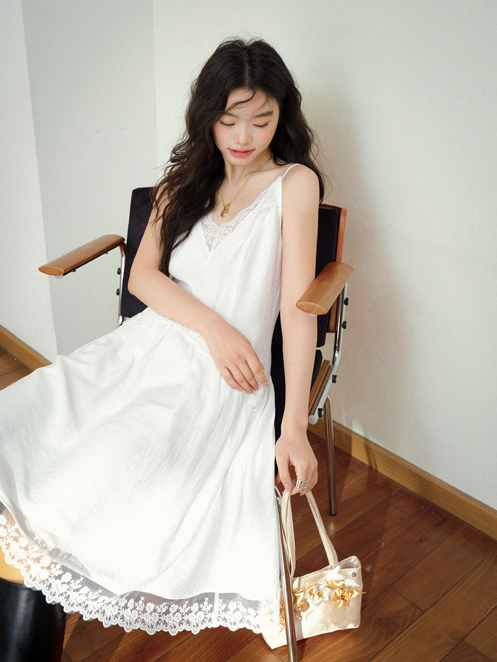 chinese dress ladies Spring Haze Lace Cami Dress Ivory / S main image 0