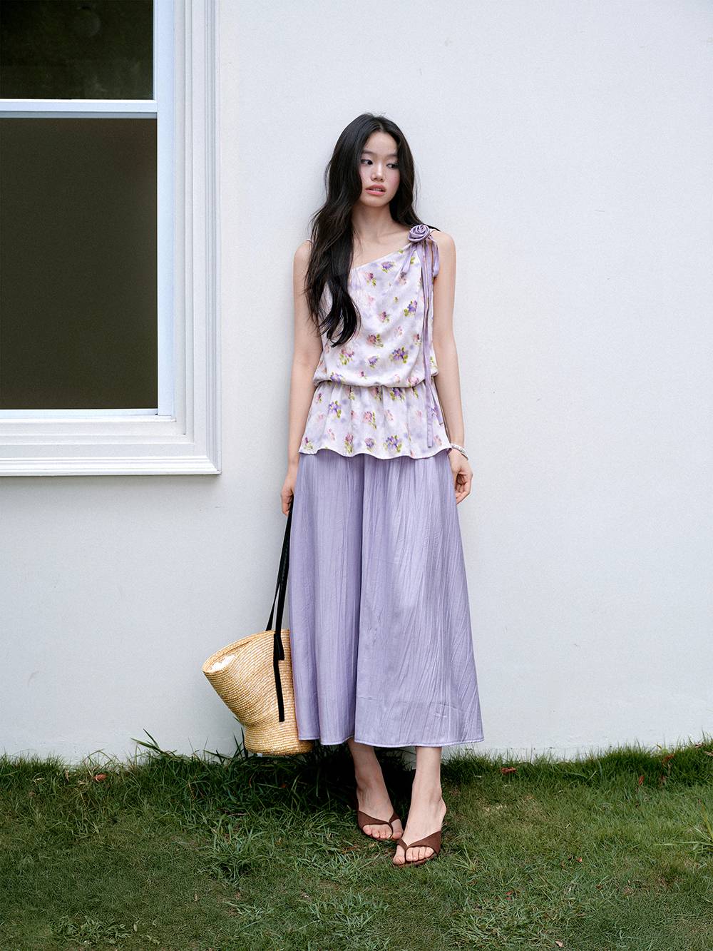 Purple Floral Layered Look Dress Purple Floral Layered Look Dress