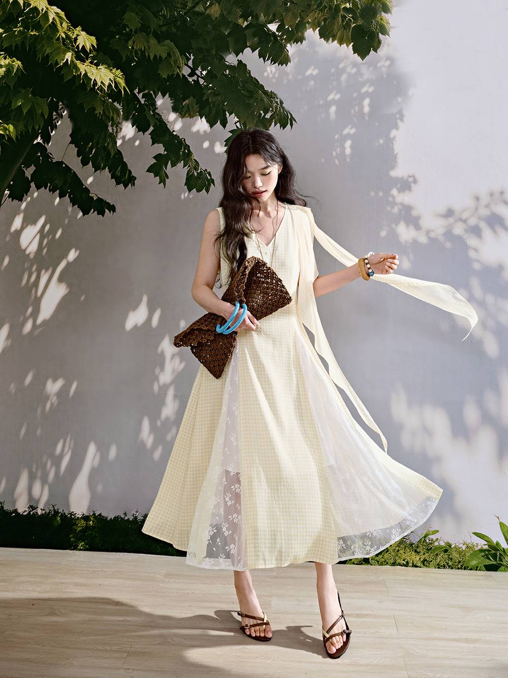 yellow floral lace dress Farida Yellow Lace Maxi Dress - US 6
