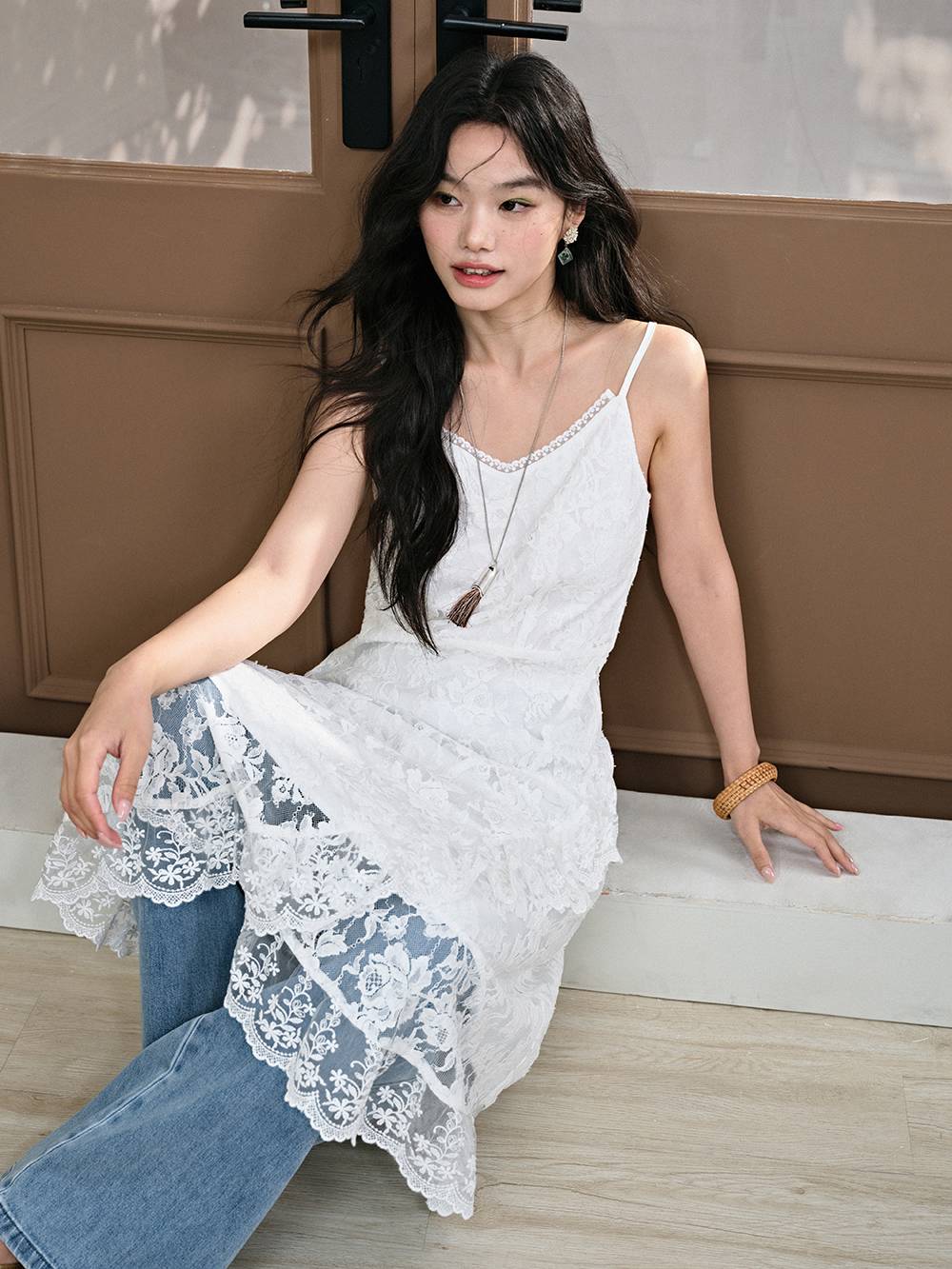 camisole midi dress White Linen - Women slip dress - Linen sleep dress - Bride nightie - with adjustable straps lace cami dress Satin V-neck Downtown Cami Midi