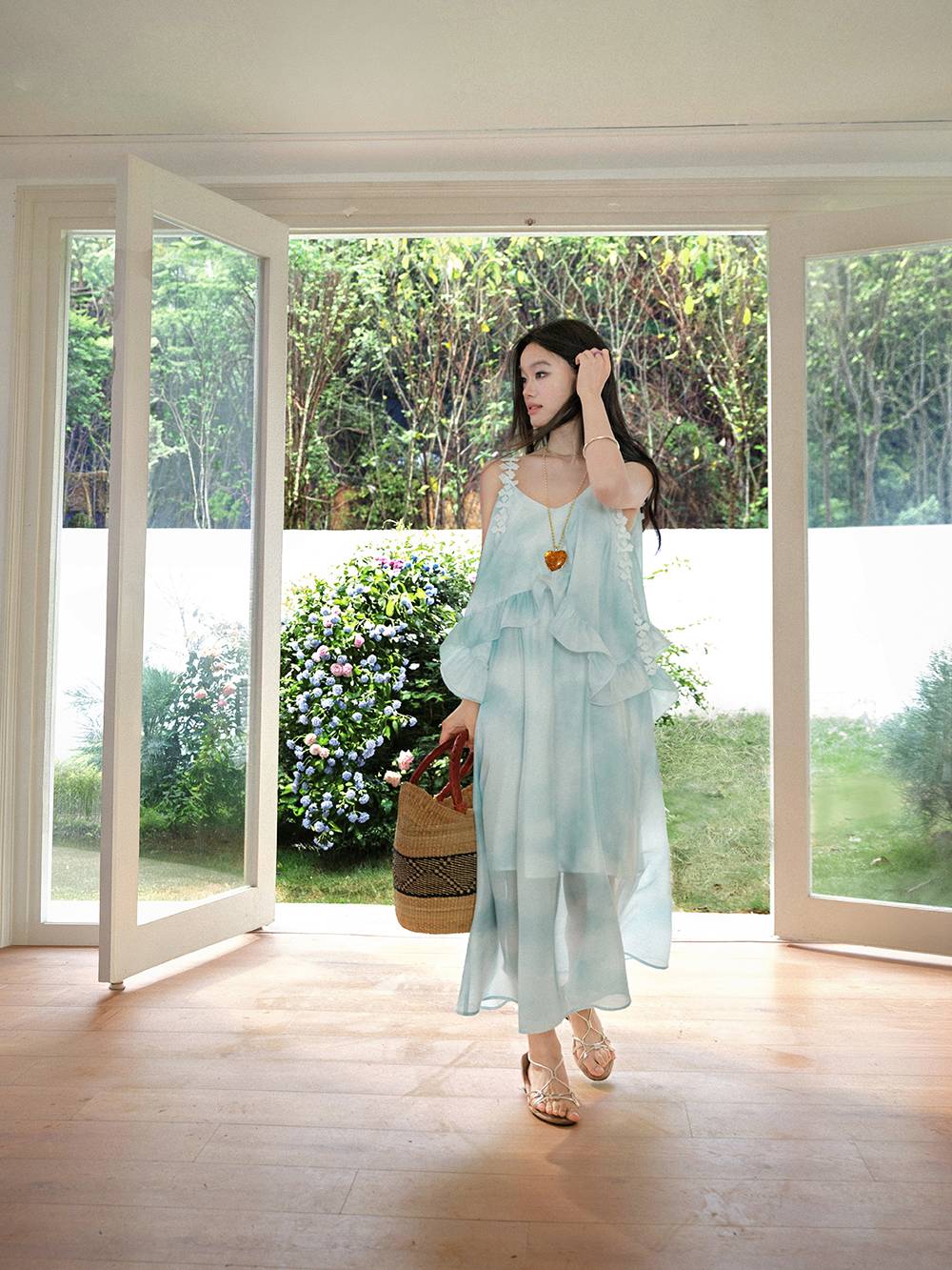 chinese dress ladies Sienna Layered Cami Dress in Cornflower Blue – Génue