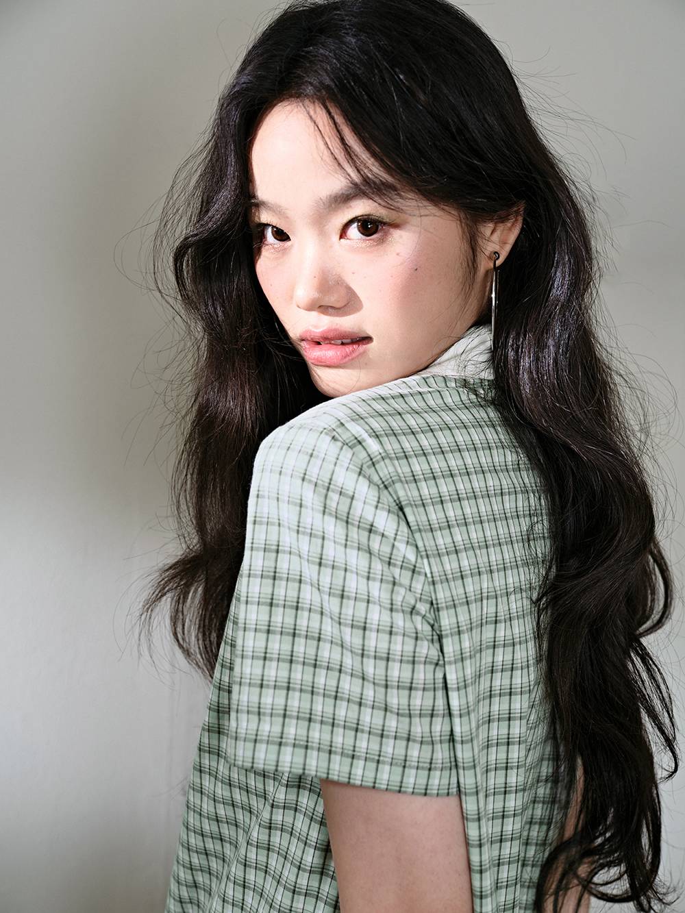dark green gingham dress Collared – Abstract