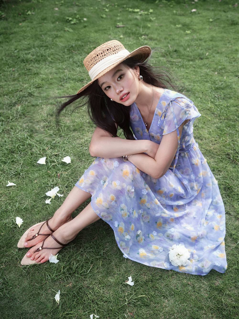 Floral Flutter Sleeve Midi Dress