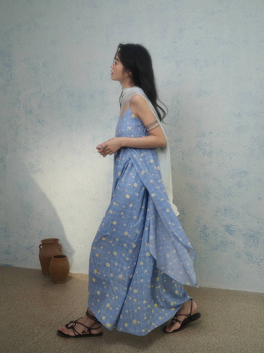elegant blue floral midi cami dress Petal and Pup Women's Amarie Midi Dress