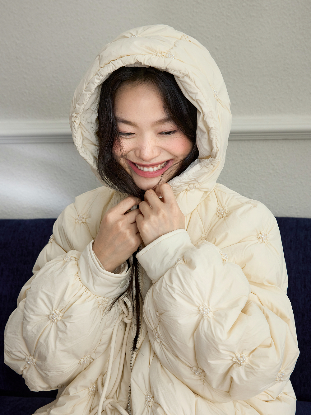 Hooded Bow Puffer Jacket –
