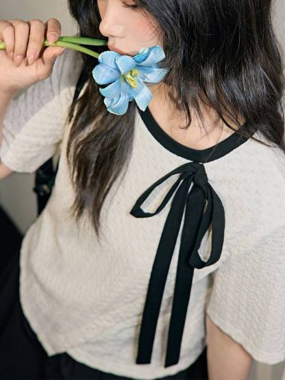 【専用】アンドコール ribbon sleeve tops シルバー Tagged】andequal Ribbon Sleeve Tops
