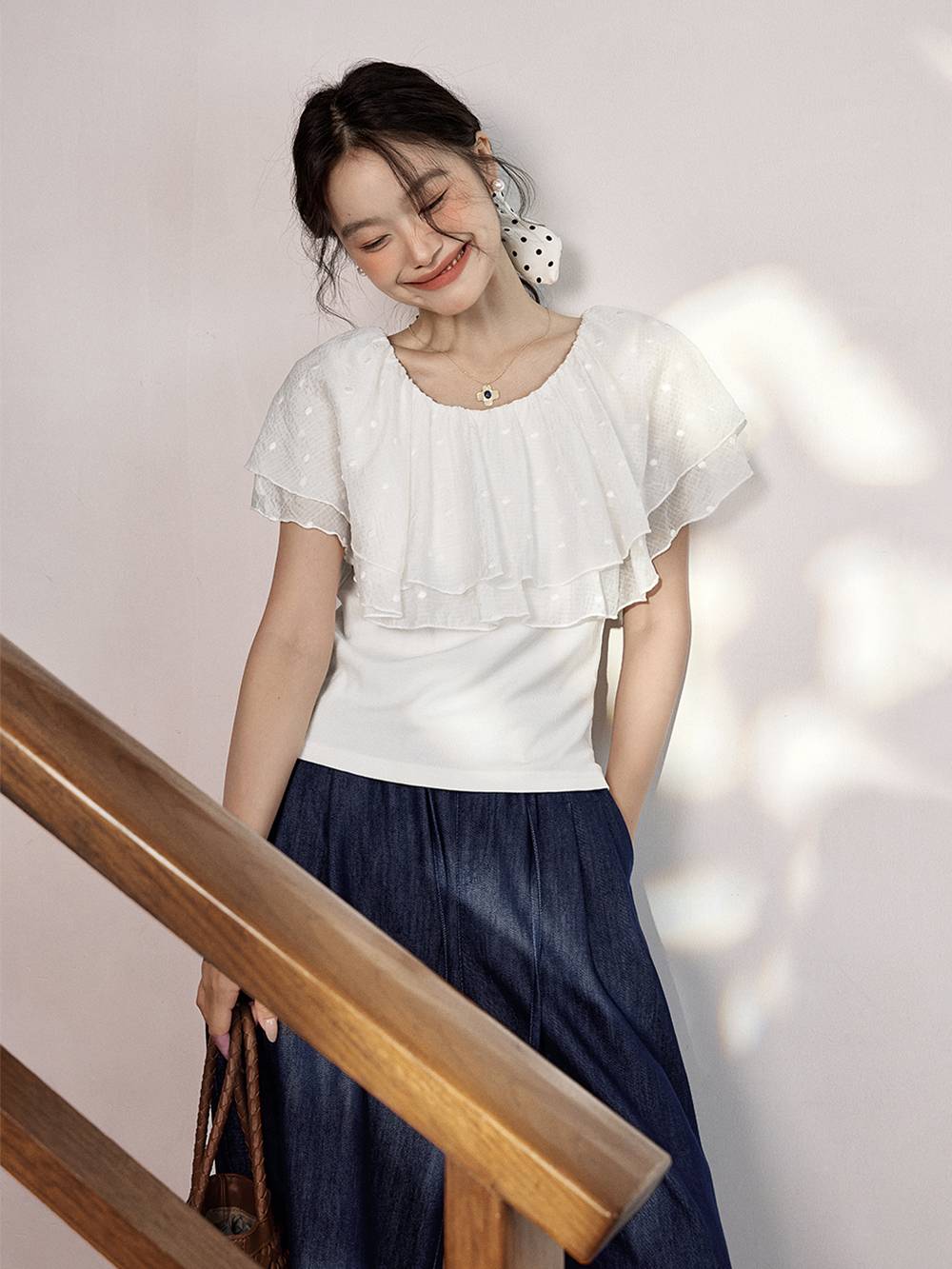 ミュージシャン Layered Coller Blouse [WH/] ミュージシャン Layered