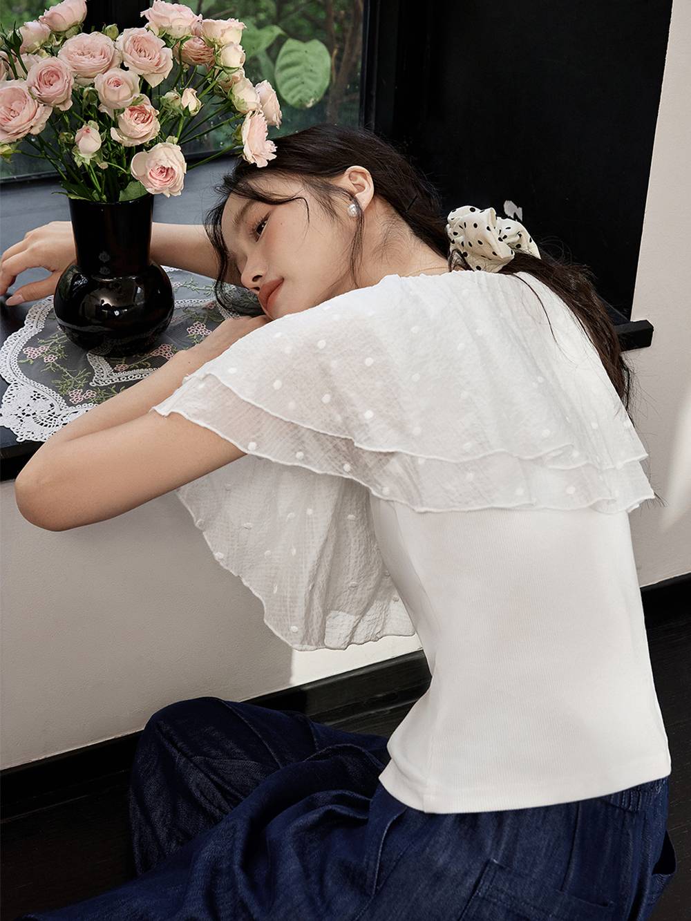 極美品 CELINE 22AW オープンカラー ブラウス クレープ・ド・シーヌ