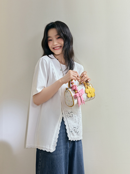 yua　新品未使用　lig. hem design tops Men Casual T-Shirt Curve Hem Side with Zipper Short Sleeve