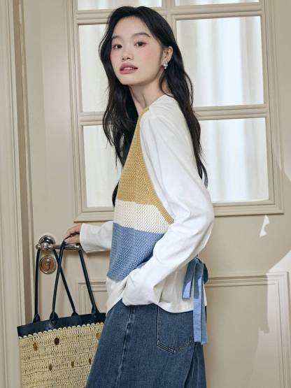 【kuose】偽のツーピースブラウス kuose】偽のツーピースブラウス 偽のツーピーストップ – KUOSE.com