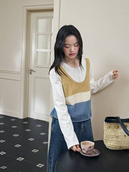 【kuose】偽のツーピースブラウス kuose】偽のツーピースブラウス