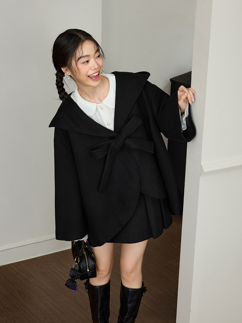 KUOSE 弓タイコート 韓国 ファッション ケープコート 弓タイコート – KUOSE.com