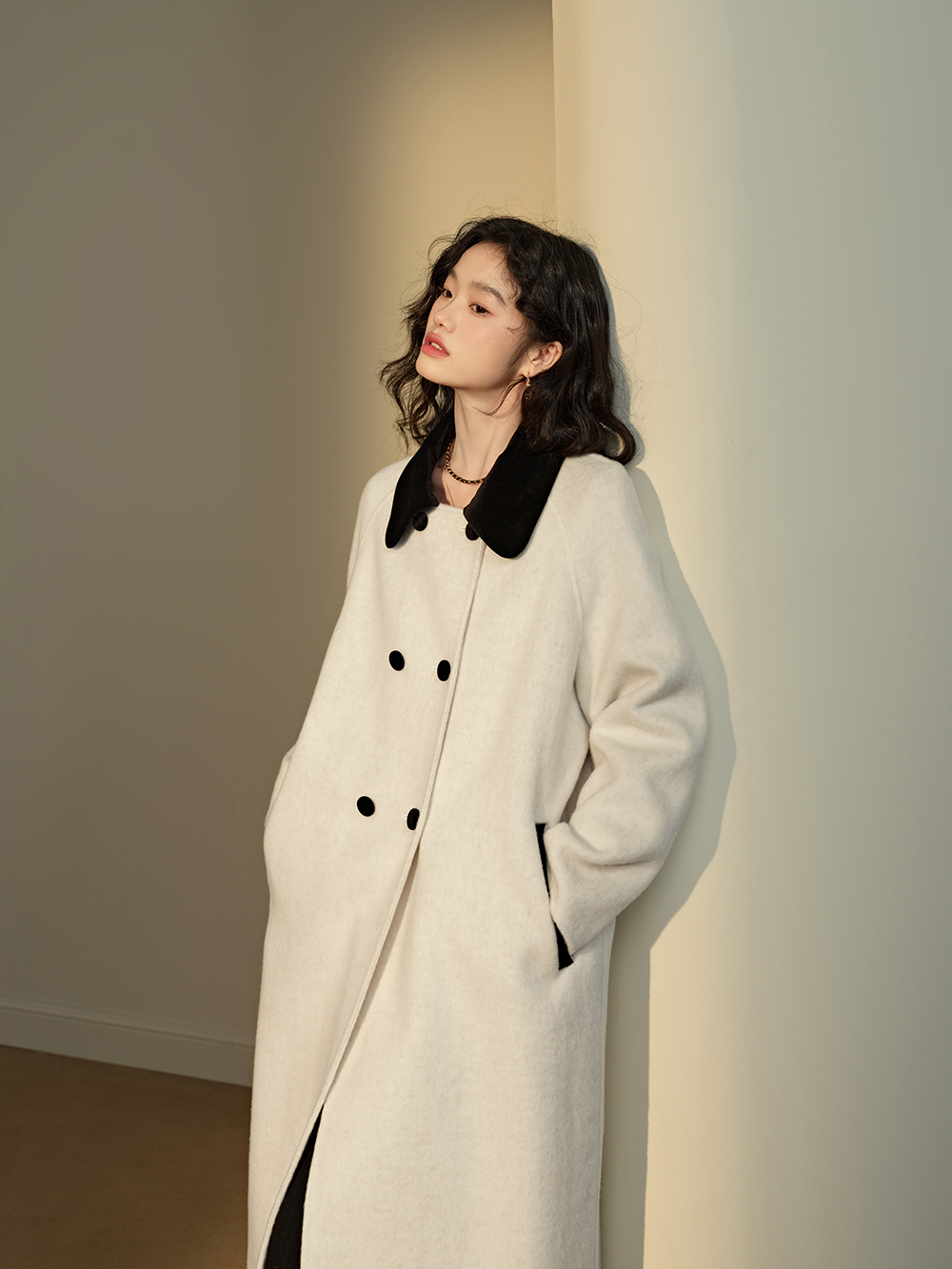 CALEE - CALEE COTTON FLEECE LONG COAT Lサイズ キャリーの