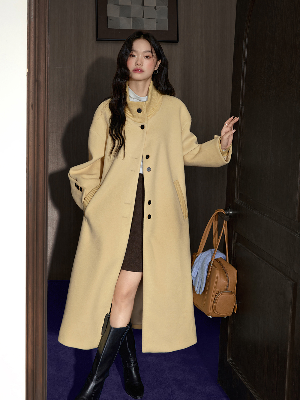 ファンネルネックウールブレンドコート – KUOSE.com