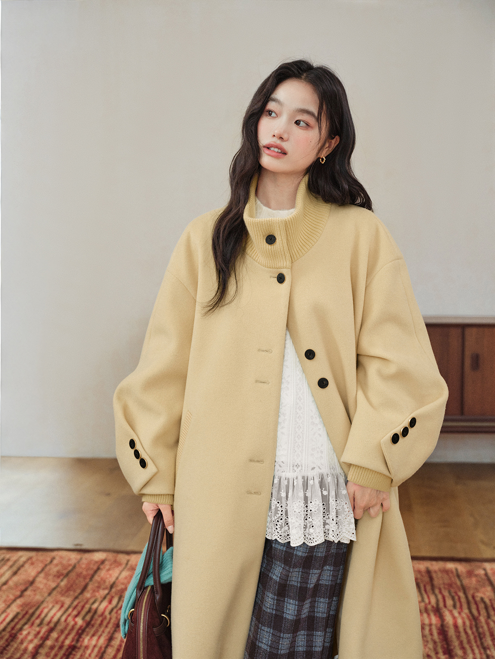 ファンネルネックウールブレンドコート – KUOSE.com