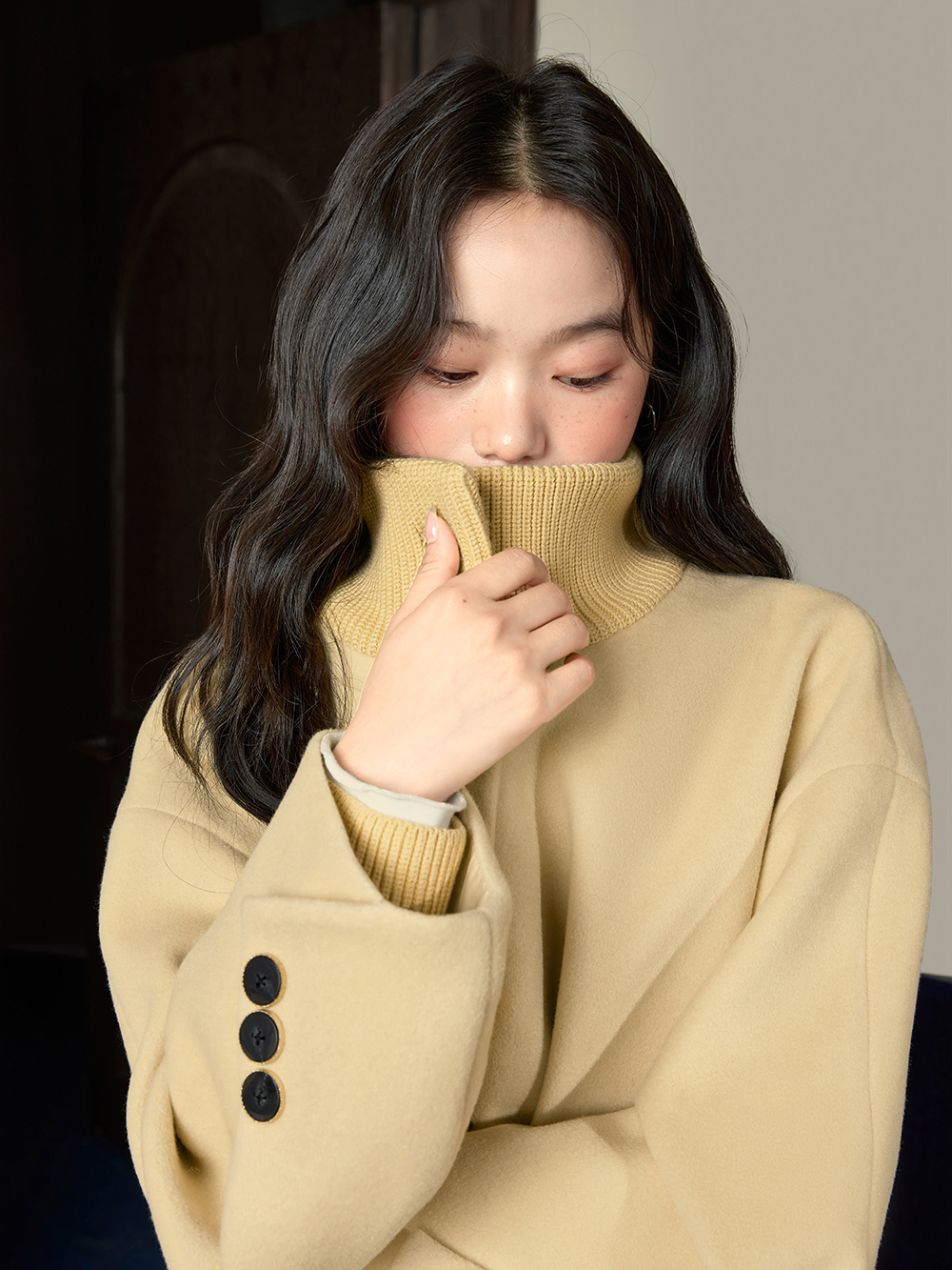 ファンネルネックウールブレンドコート – KUOSE.com