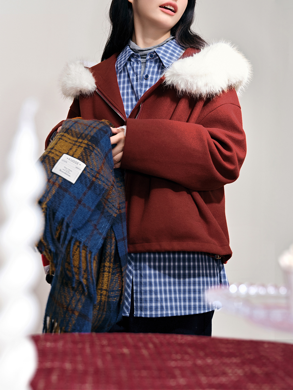 Detachable Faux Fur Collar Jacket – KUOSE.com