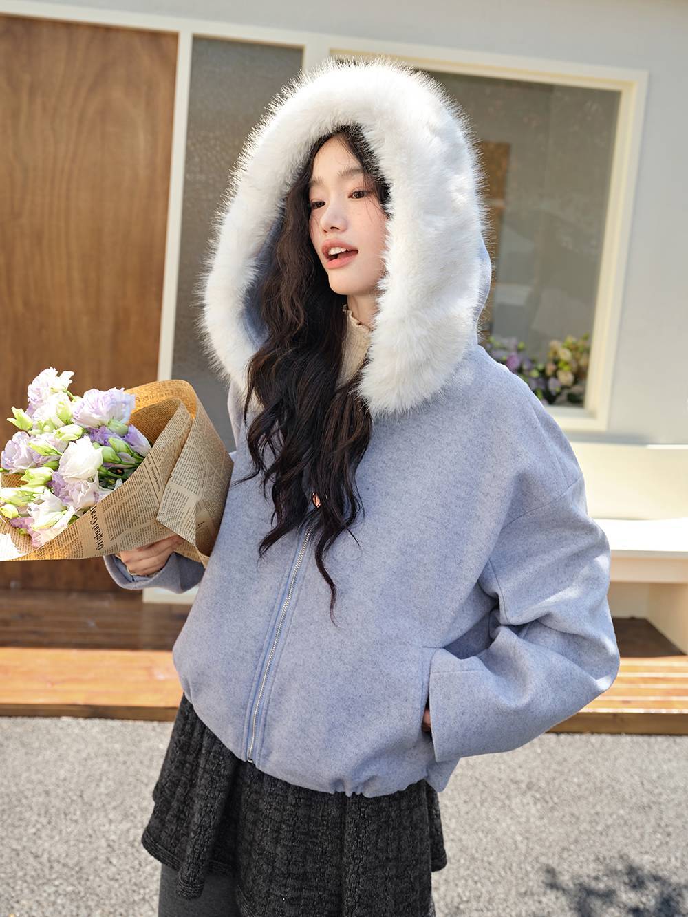 Detachable Faux Fur Collar Jacket – KUOSE.com Detachable Faux Fur Collar Jacket – KUOSE.com