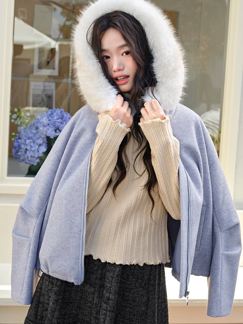 Detachable Faux Fur Collar Jacket – KUOSE.com