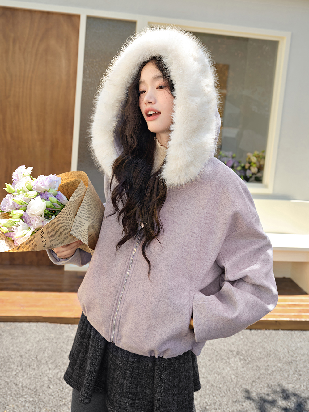 Detachable Faux Fur Hooded Jacket – KUOSE.com