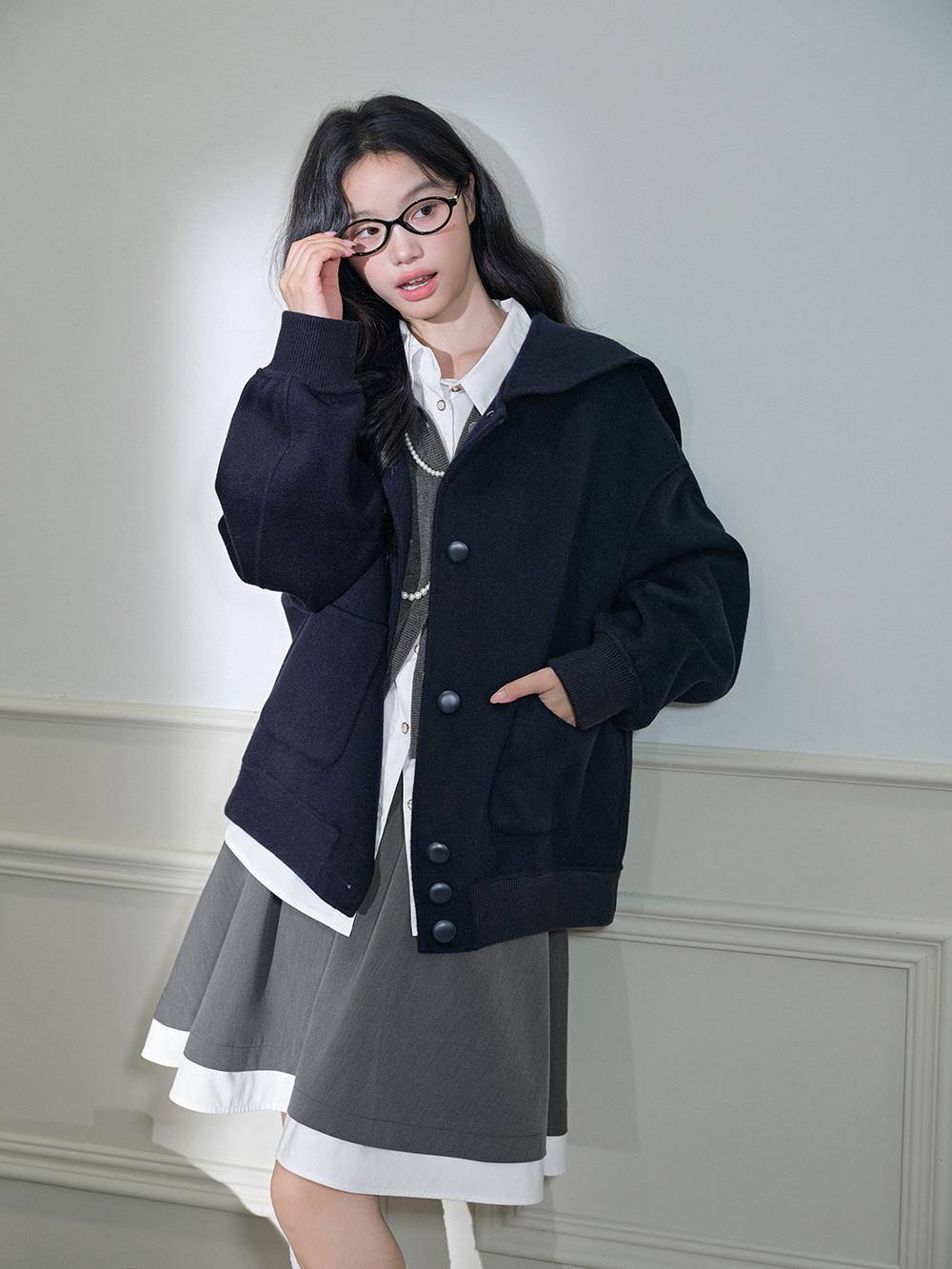 ジャケット・アウター muguet frill sailor collar blouson muguet frill sailor collar blouson ホワイト