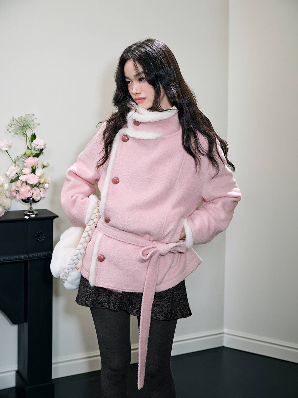 Pink Wool-Blend Coat – KUOSE.com