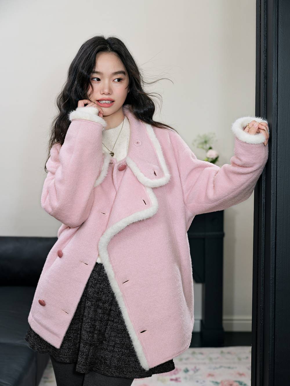 Pink Wool-Blend Coat – KUOSE.com