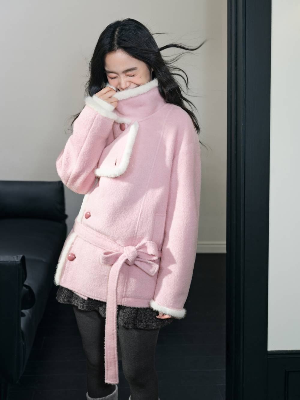 Pink Wool-Blend Coat – KUOSE.com