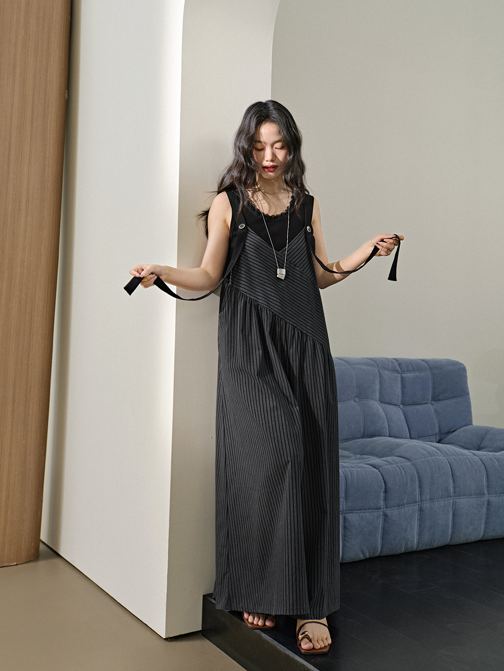 V-neck Striped Jumpsuit – KUOSE.com