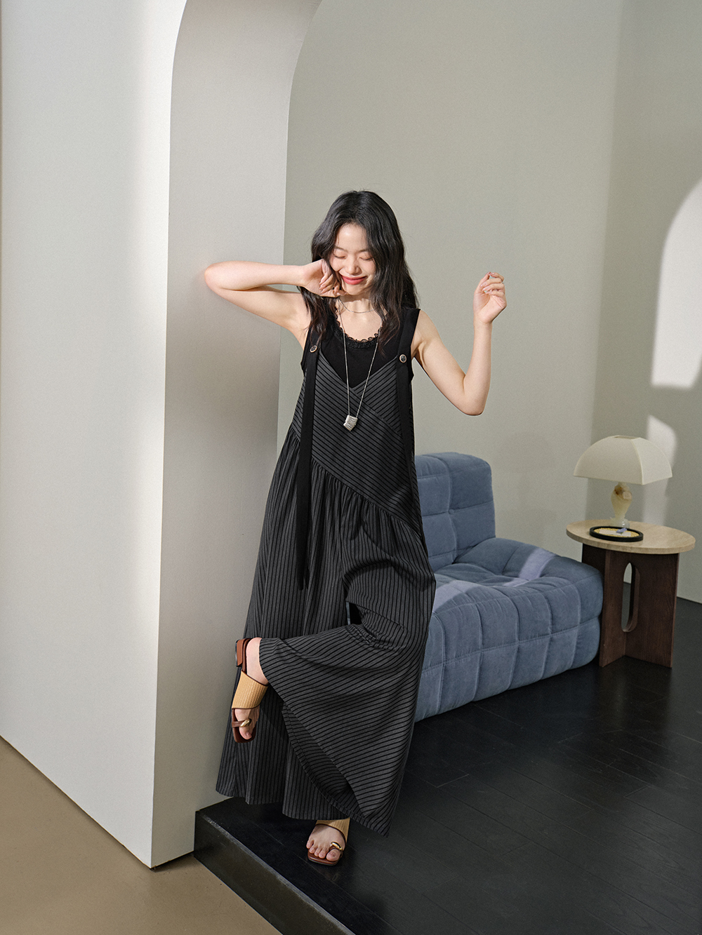 V-neck Striped Jumpsuit – KUOSE.com