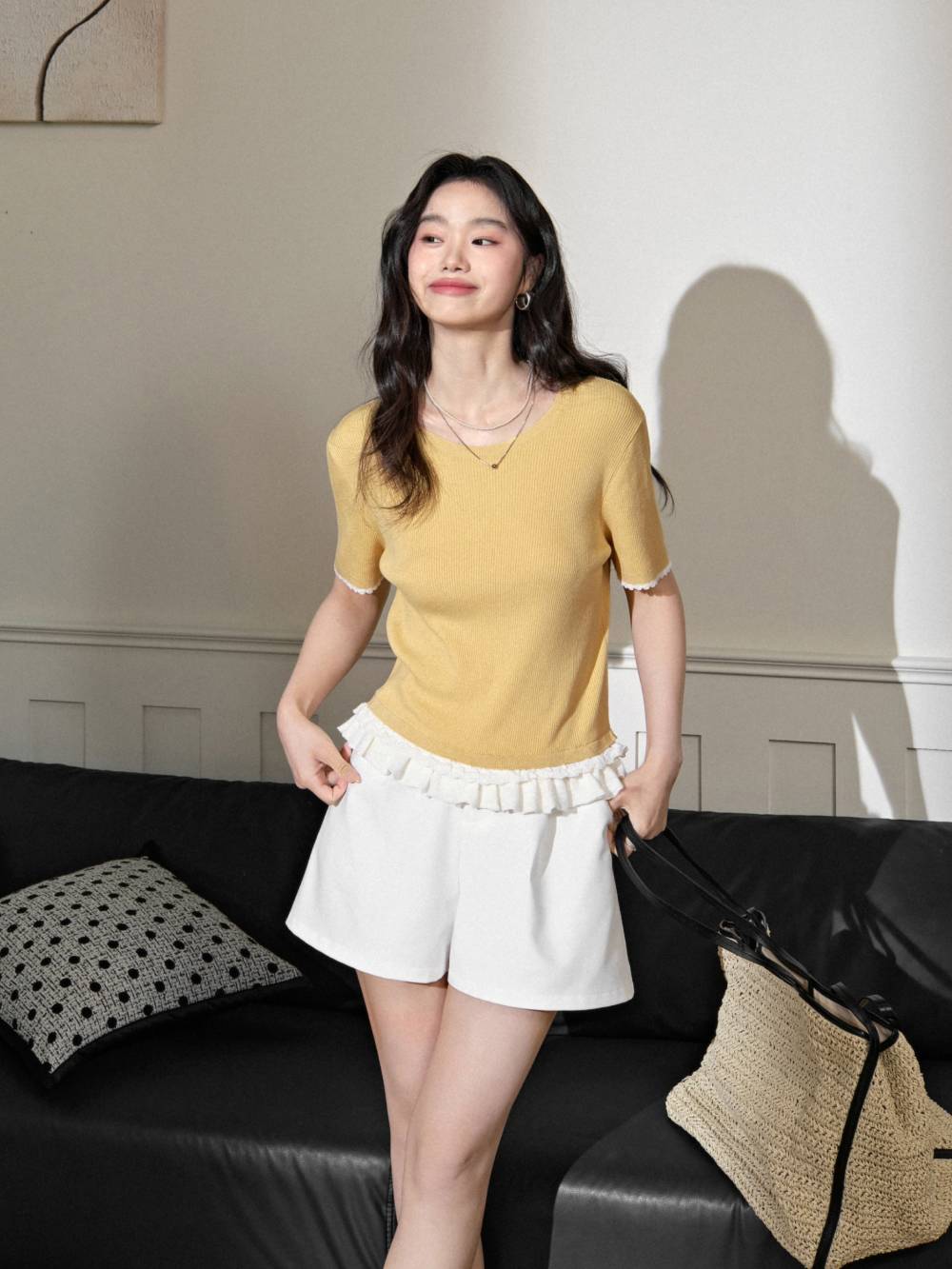 cosハイウエストショートパンツ　M STYLEMIXER | ハイウエストフォルムショートパンツ (ショート