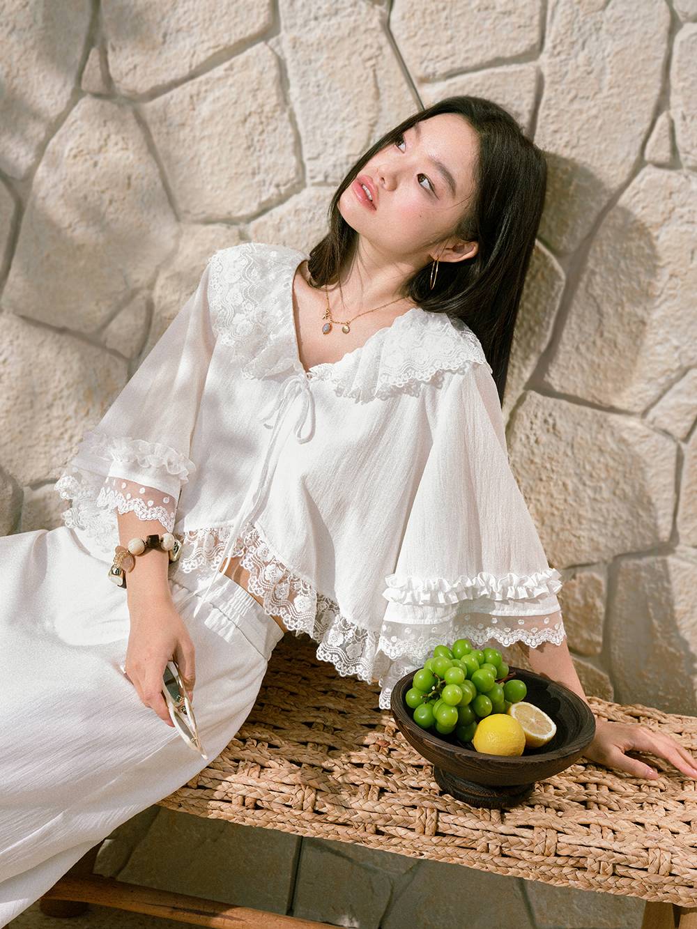 Lace Trim Blouse and Pants – KUOSE.com