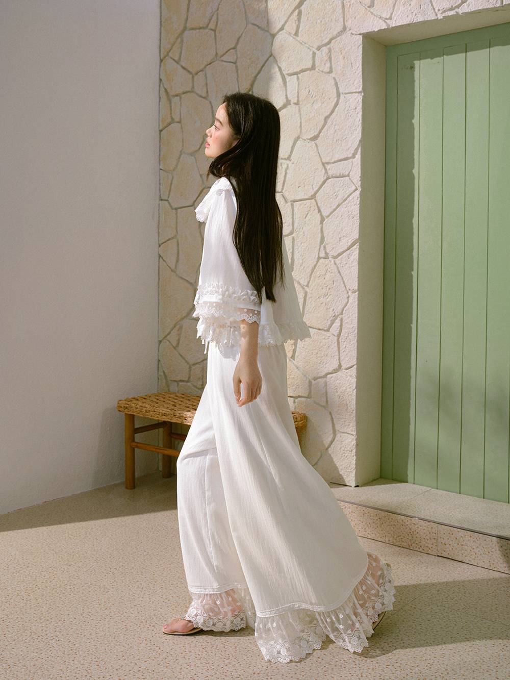 Lace Trim Blouse and Pants – KUOSE.com