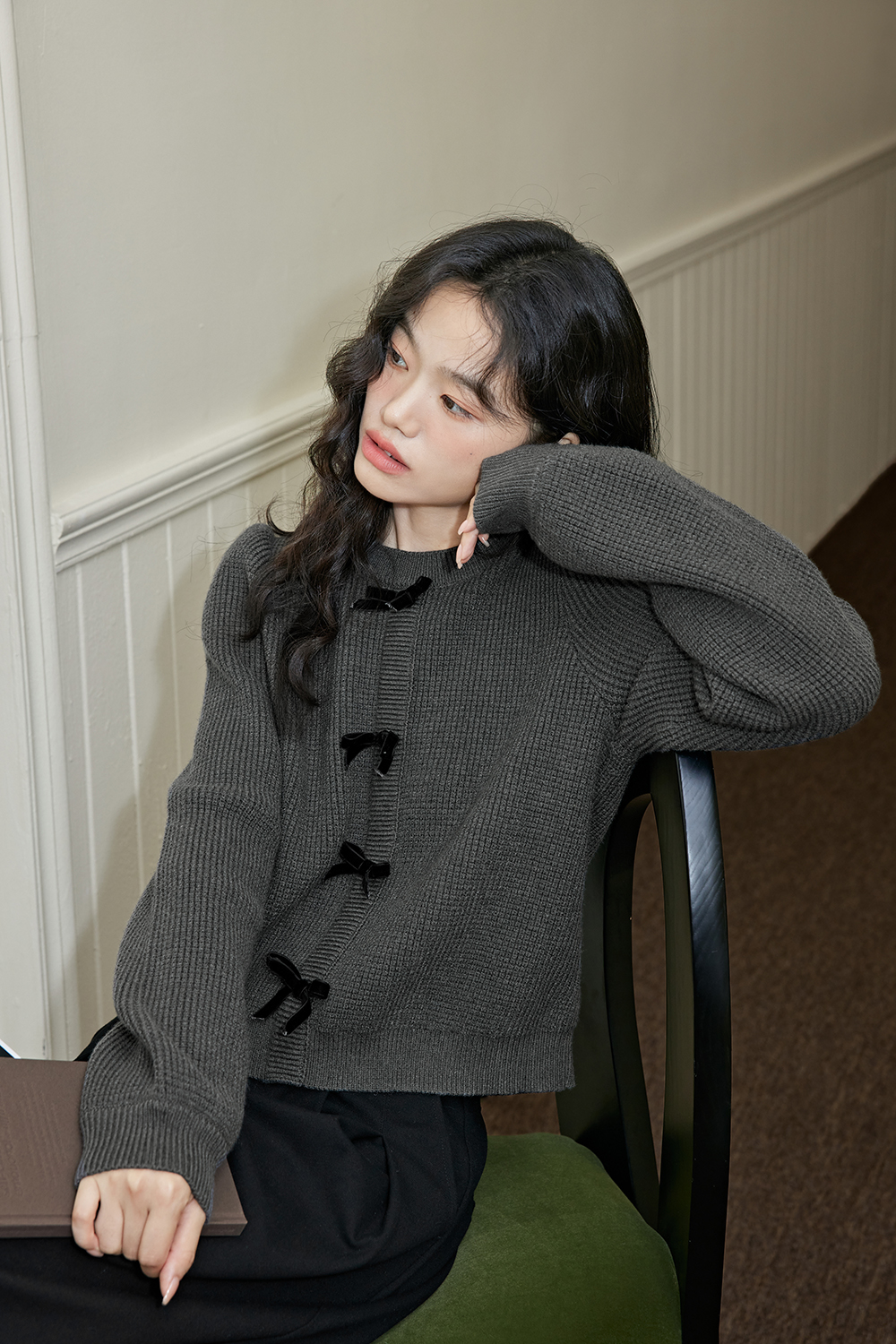 epine エピヌ グレーEé knit hoodie gray ニットパーカー