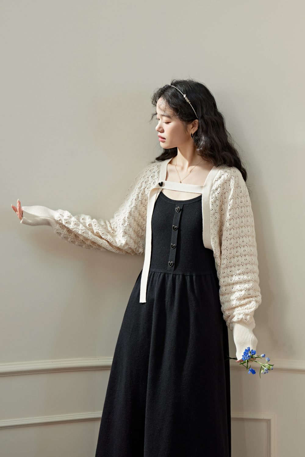 Cropped Cardigan and Dress Set