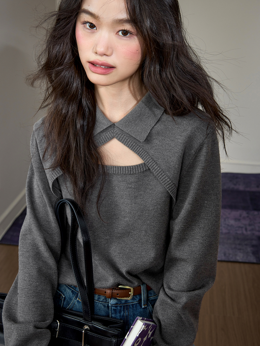 【kuose】偽のツーピースブラウス kuose】偽のツーピースブラウス