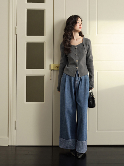 セール】NECK GATHER RIBBON KNIT TOP（ニット/セーター