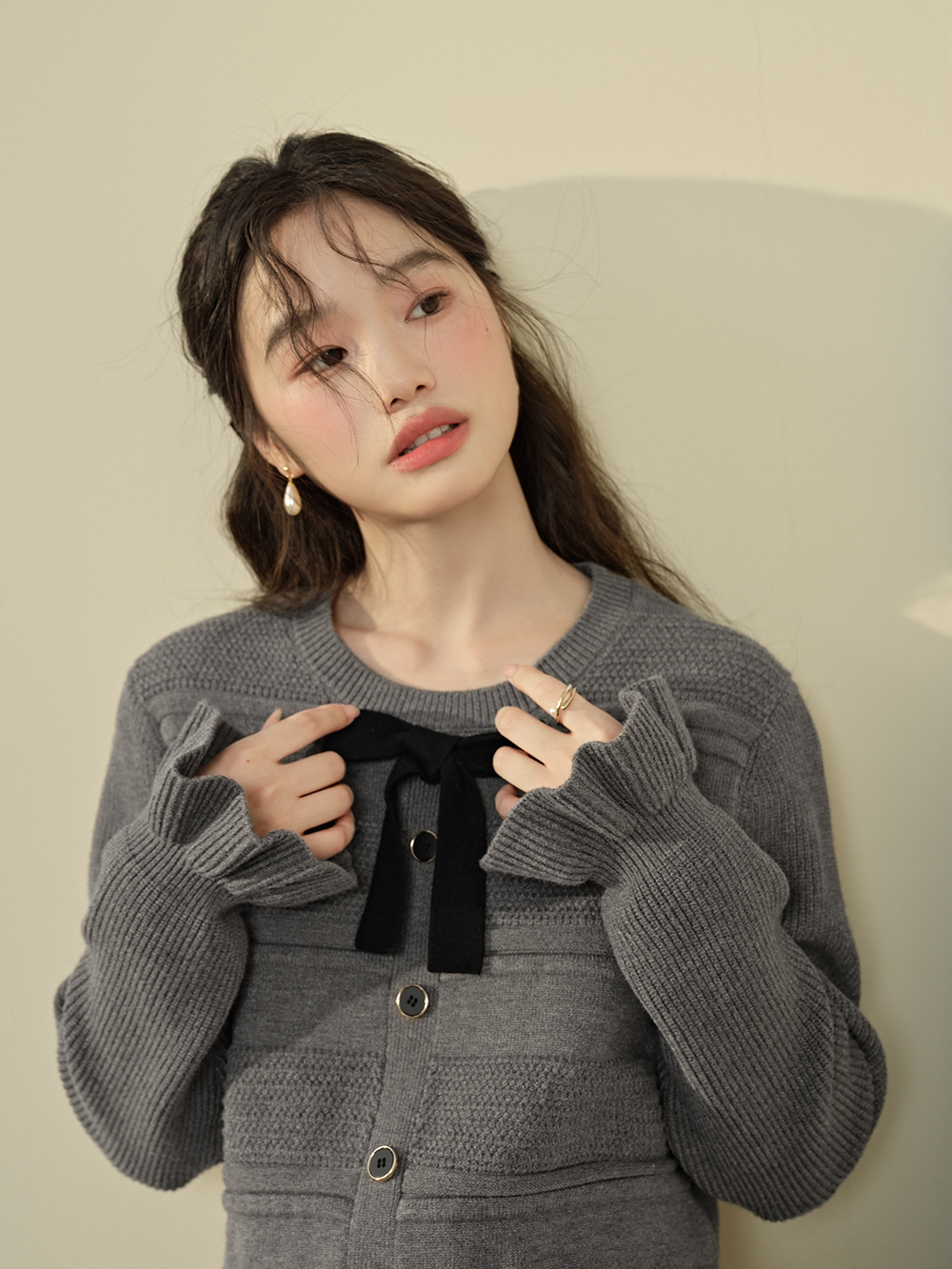 トップス CLANE W FACE SHORT FRILLED KNIT TOPS 先行予約アイテムのW FACE SHORT FRILLED KNIT TOPS 🤍 裾と袖