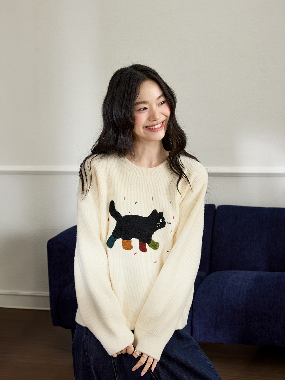 【希少】ICEBERG Felix the Cat　刺繍　セーター　イタリア製 ICEBERG キャラクター ニット アイスバーグ made in italy