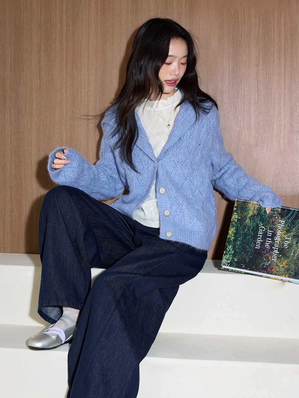 トップス NKNIT fox mix sailor collar cardigan NKNIT fox mix sailor collar cardigan