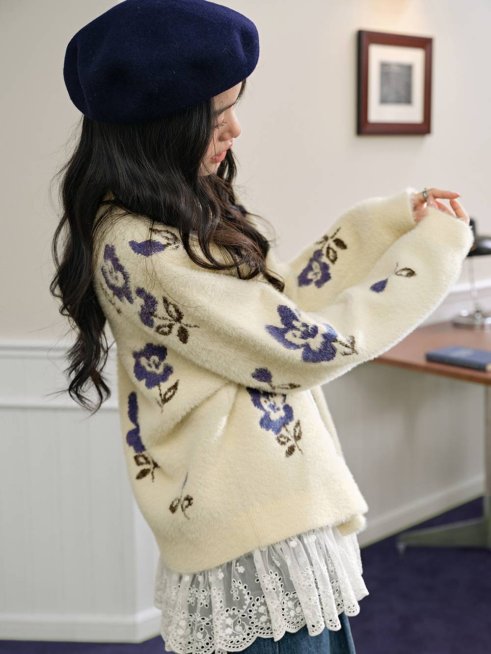 花柄のカーディガンセーター – KUOSE.com