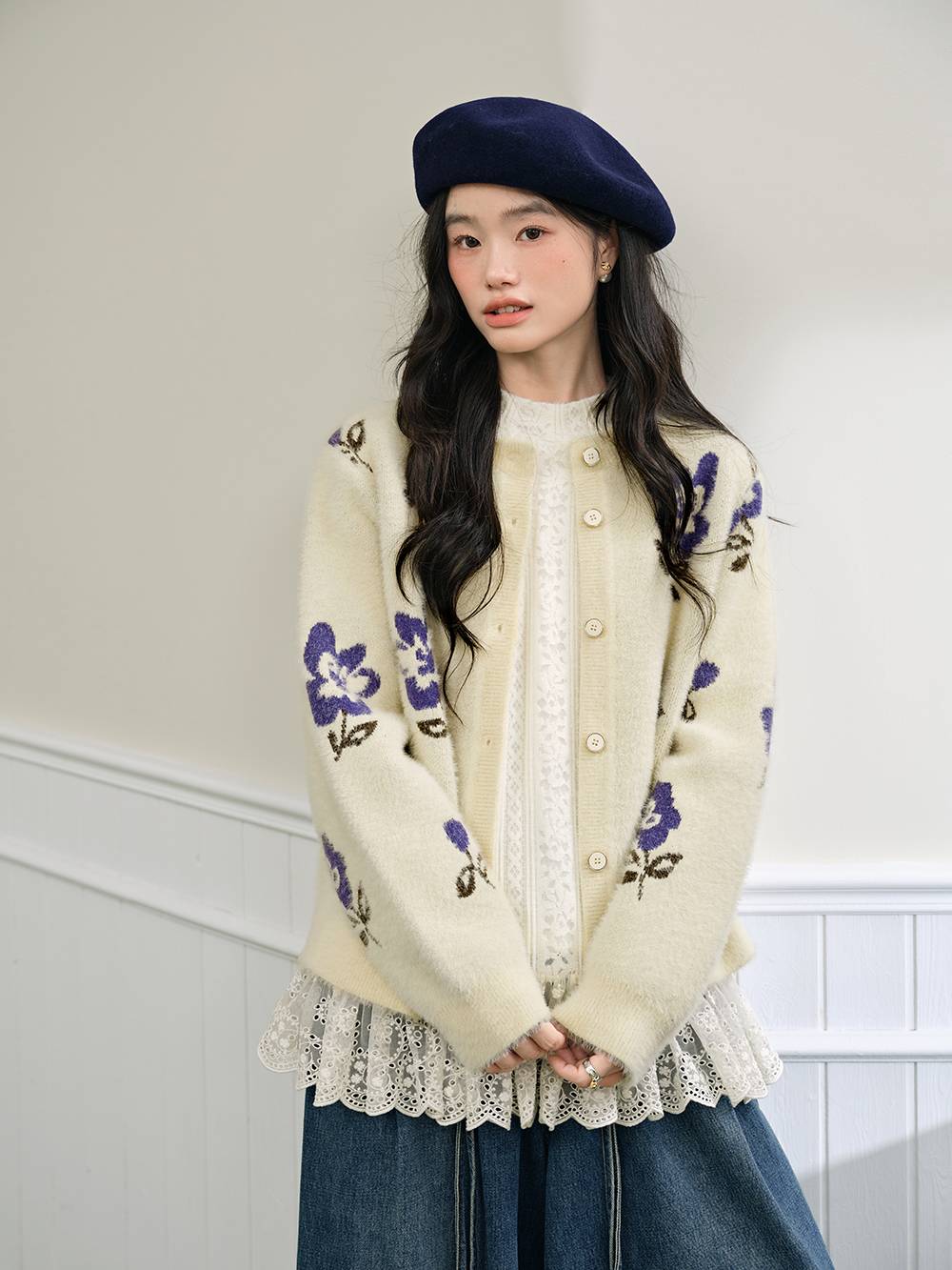 花柄のカーディガンセーター – KUOSE.com