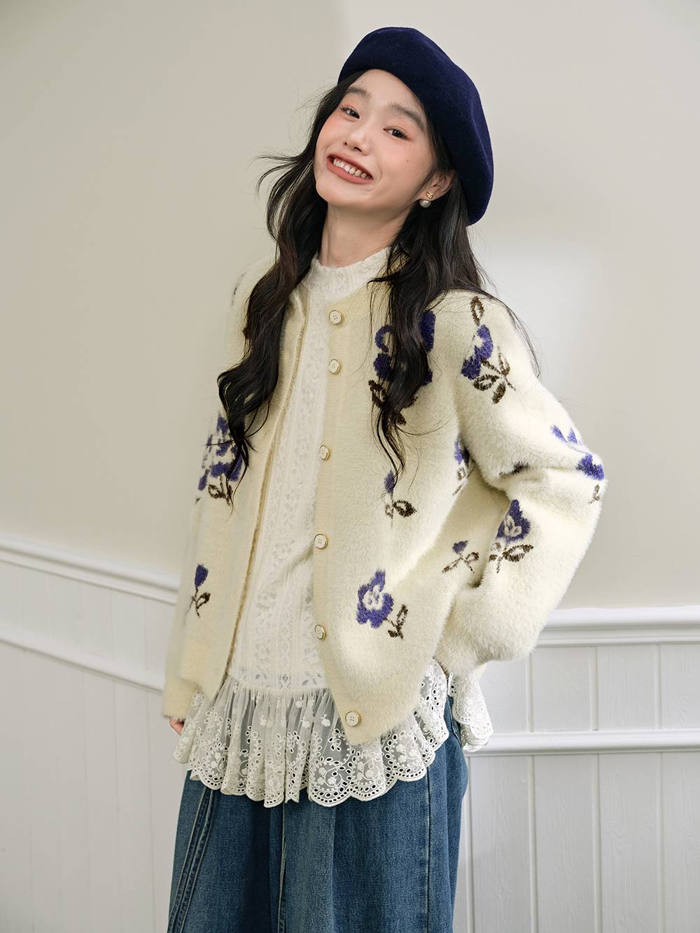 花柄のカーディガンセーター – KUOSE.com