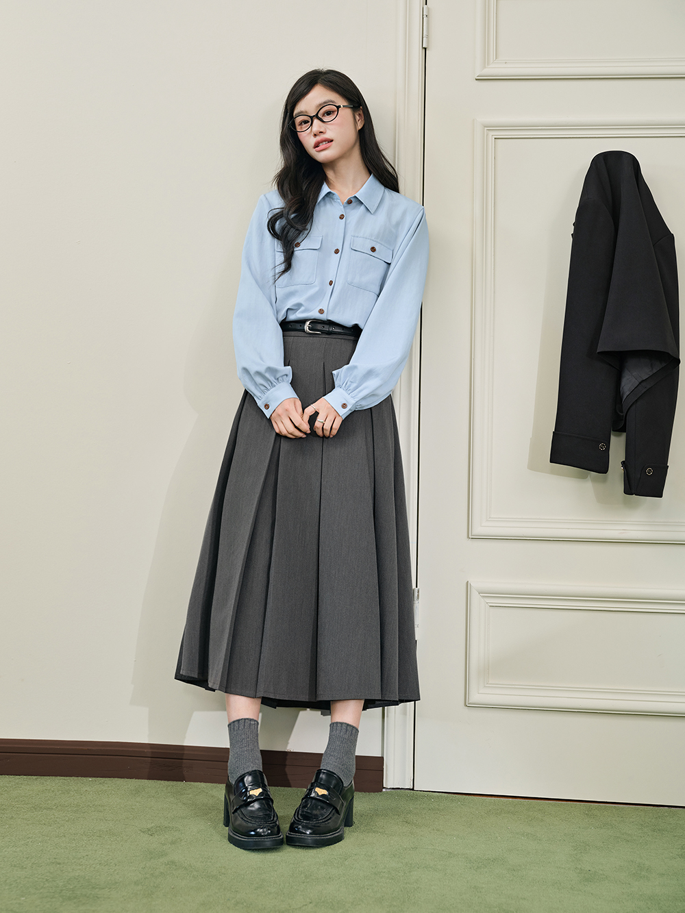 High-waist pleated skirt – KUOSE.com
