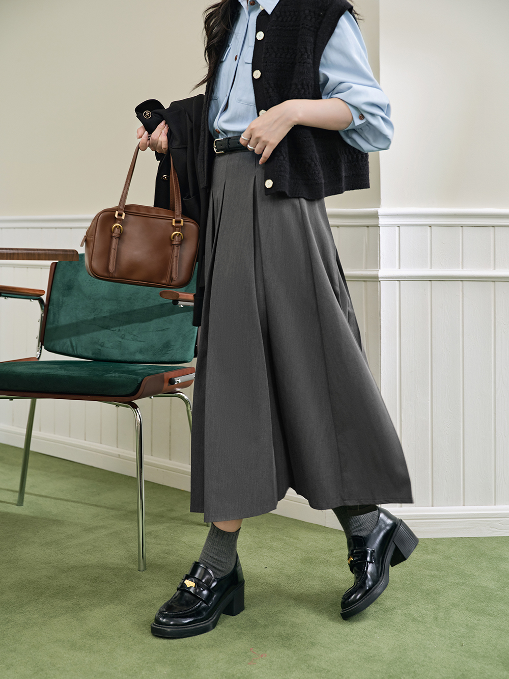 High-waist pleated skirt – KUOSE.com