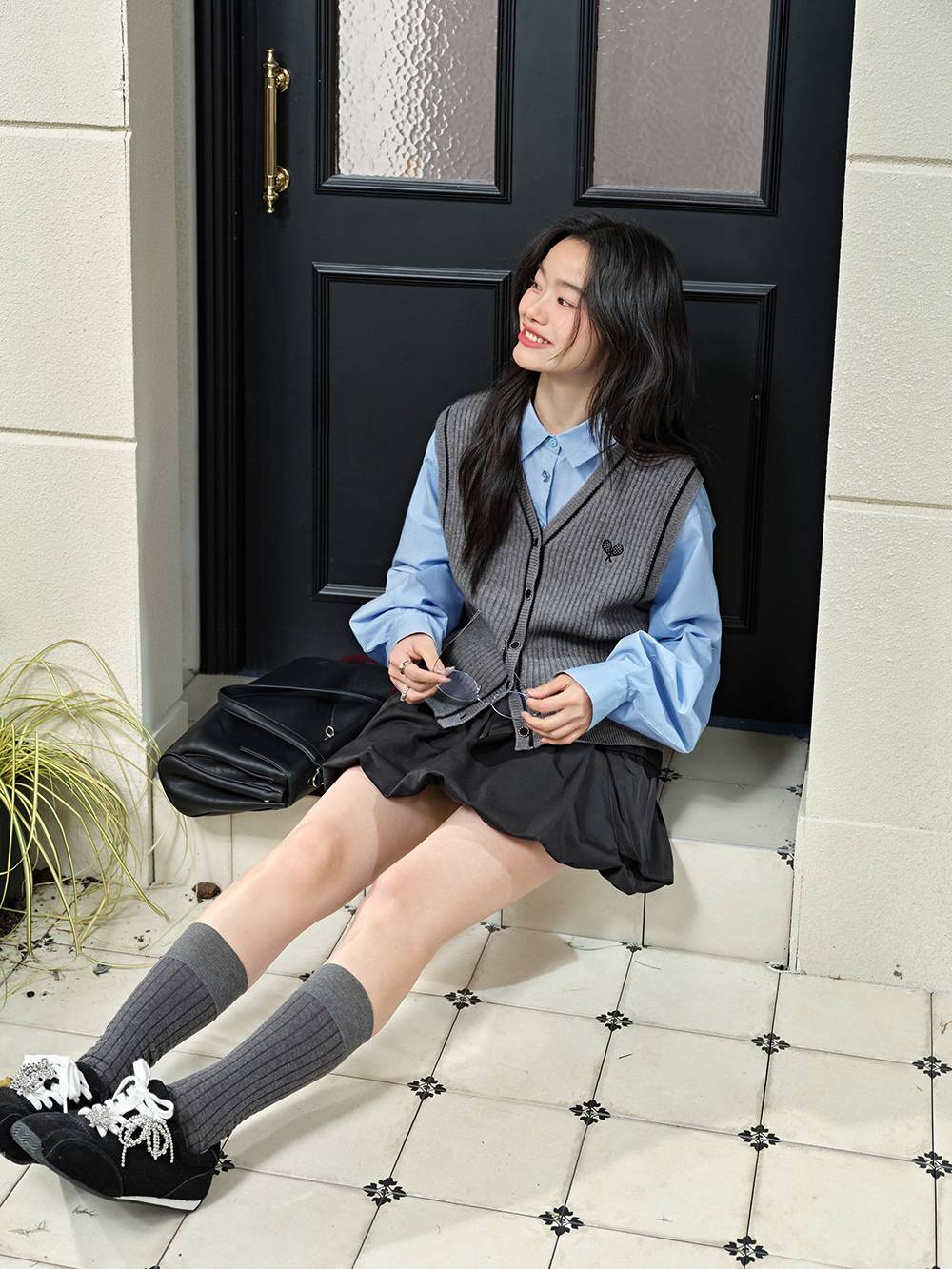 プトマヨ黒とピンクのミニ スカート2枚セット N06002EC84911_fw_thumbM.jpg